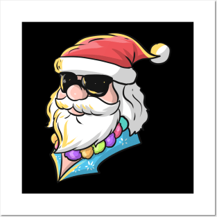 Santa In Hawaiian Shirt And Sunglasses For Christmas In July Posters and Art